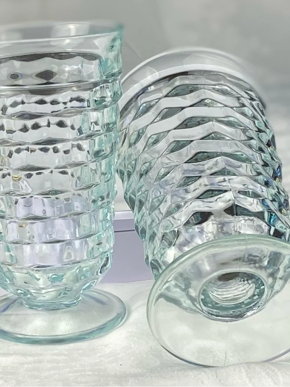 Set of 2 - Colony Whitehall Aqua Footed Tumblers 6 “ Iced Tea Glasses